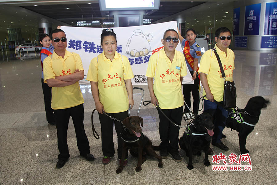他們此次攜帶的導(dǎo)盲犬名字分別叫A米、戴安娜、凱西，A米是鄭州市第一條導(dǎo)盲犬。