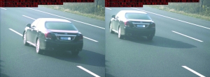 由于車速過快，高清探頭抓拍下的畫面，有一點(diǎn)點(diǎn)模糊 監(jiān)控截圖