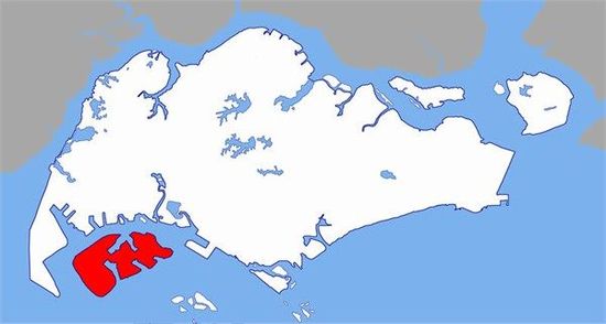 紅色為PX工廠所在裕廊島，與新加坡主城區(qū)距離5公里