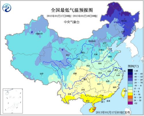 全國(guó)最低氣溫預(yù)報(bào)圖