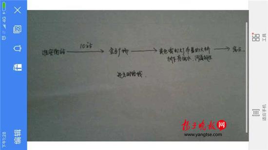 警方根據(jù)這兩張手繪地圖，動(dòng)用300余人次警力終于將林芳找到。（圖由淮安警方提供）
