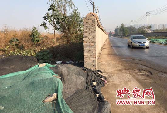 一墻之隔，一邊是道路，一邊是垃圾和荒草，市民質(zhì)疑其為遮羞墻。