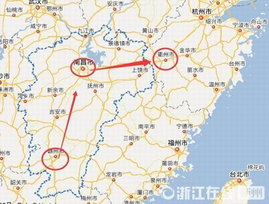 贛州到南昌高速公路400公里左右，南昌到浙江江山高速公路400多公里