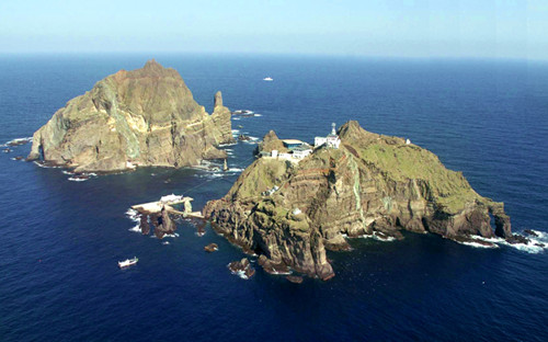 資料圖：日韓爭(zhēng)議島嶼，韓國(guó)稱“獨(dú)島”，日本稱“竹島”。